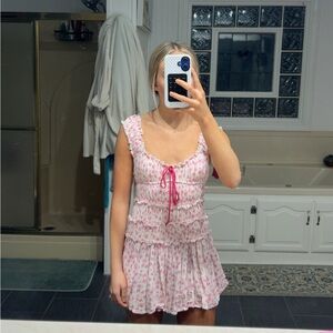 Pink Floral Mini Dress